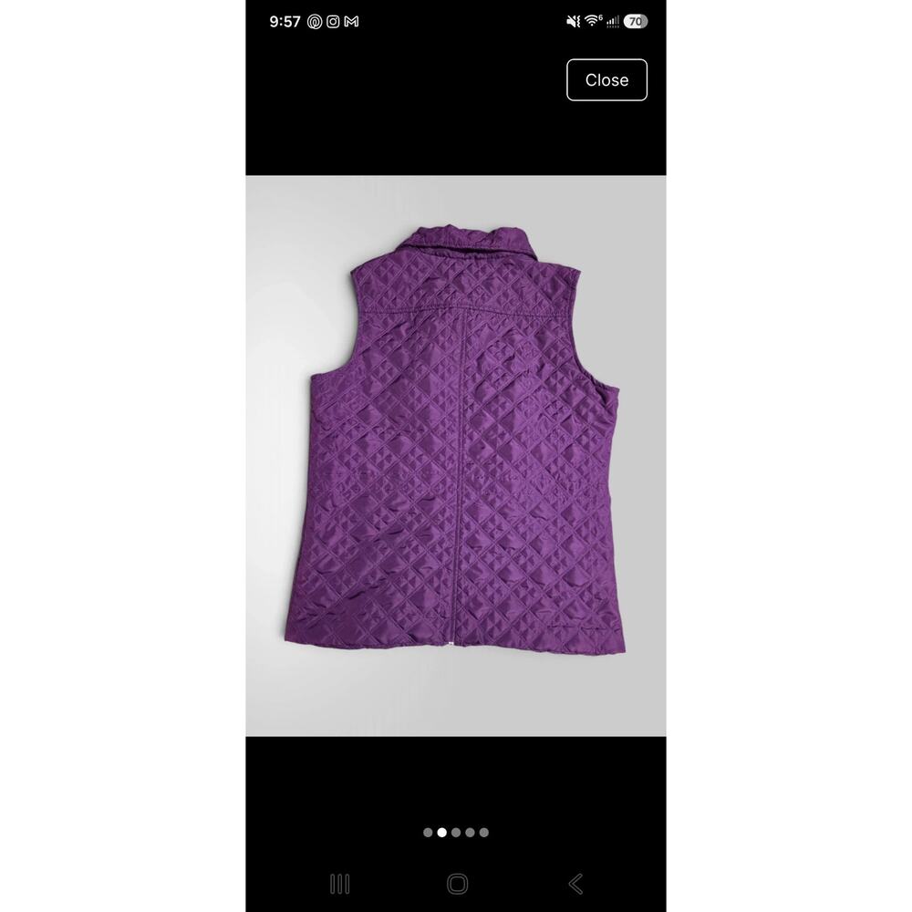 Great Northwest Indigo Women's Quilted Vest Purple Size M Full Zip Pockets - Picture 6 of 7
